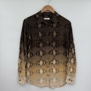 Equipment Femme Python Snake Print Ombré Silk Button Down Shirt | Size Small